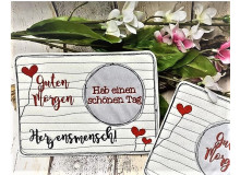 Stickserie ITH - Mug Rug Herzlinien Herzensmensch